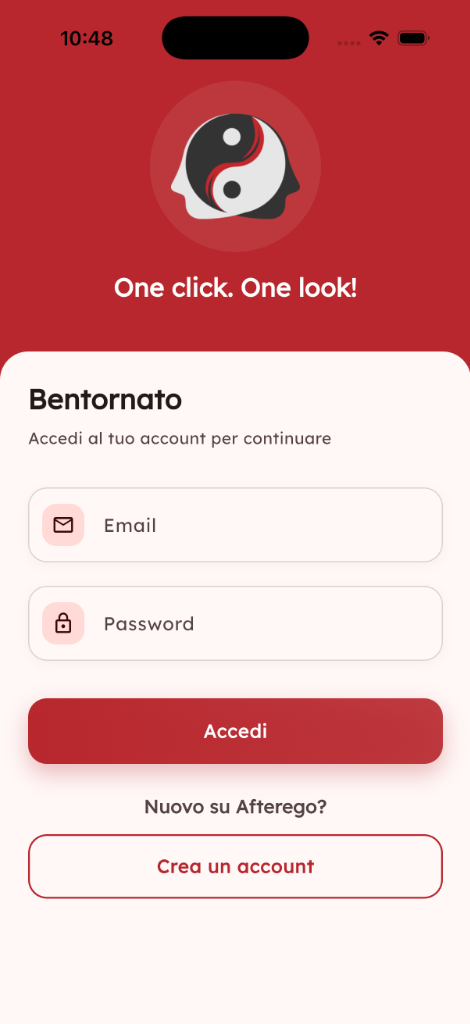 AfterEgo App Login Screen