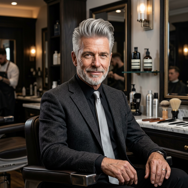 Man Silver Pompadour